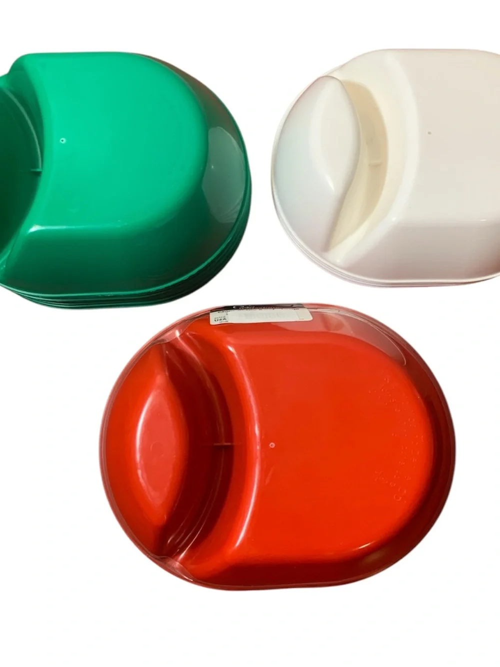 Lot 23 Classique Products Plastic Chips N Dip Bowls Large Divided Red GreenWhite